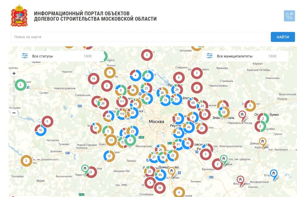 Карта строительства московской области